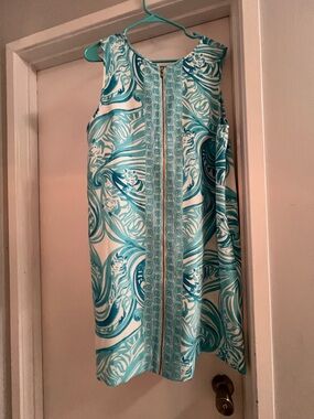 Lilly Pulitzer Turquoise and White Sleeveless Shift Dress